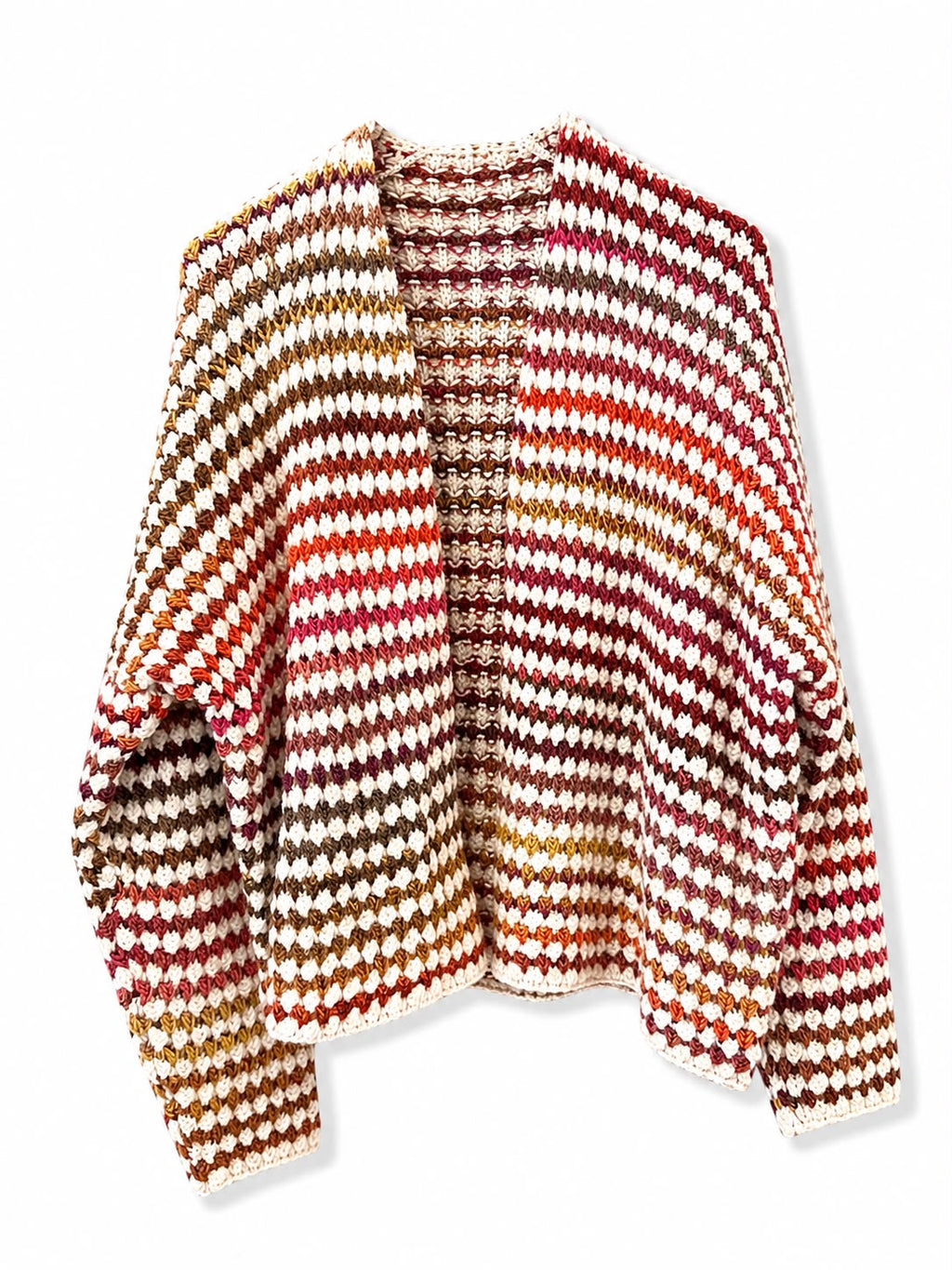 Cardigan aperto doppio colore Bianco rosso