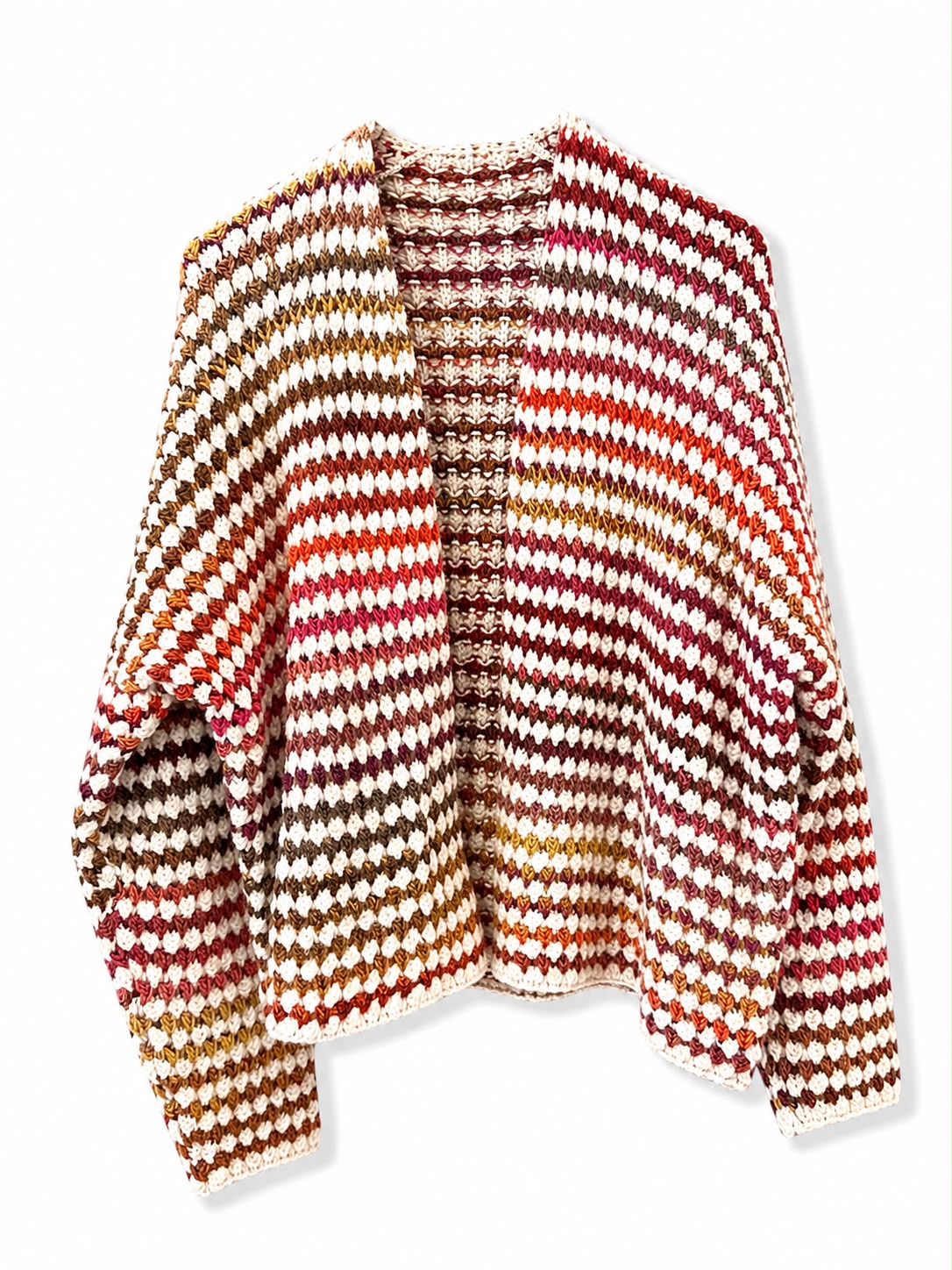 Cardigan aperto doppio colore Bianco rosso