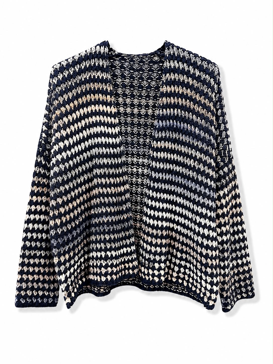 Cardigan aperto doppio colore Blu