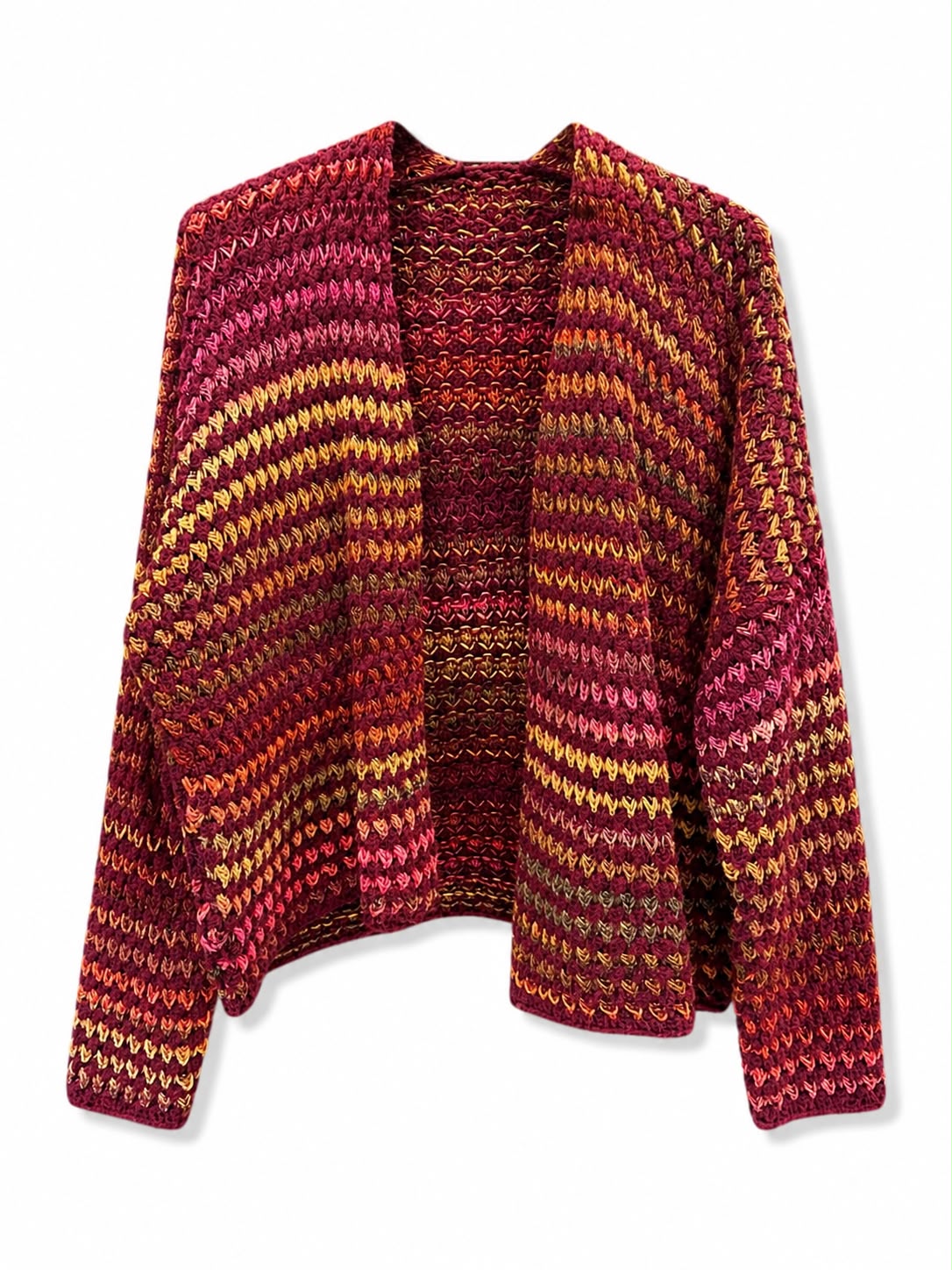 Cardigan aperto doppio colore Bordeaux