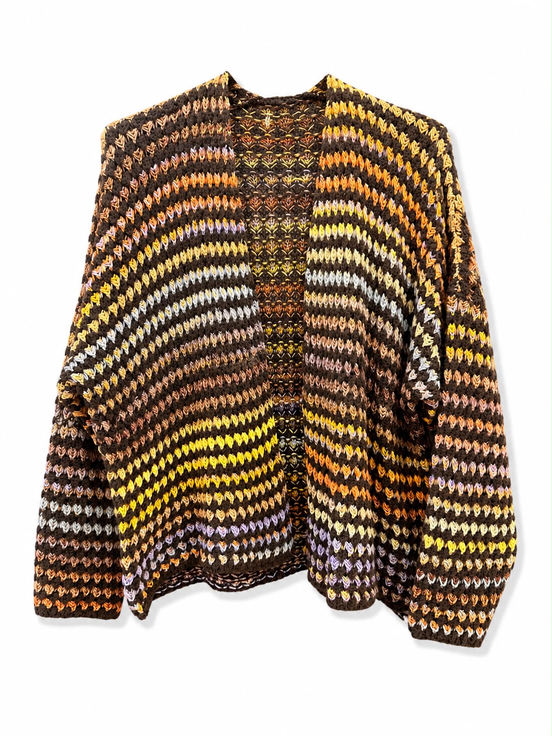 Cardigan aperto doppio colore Marrone