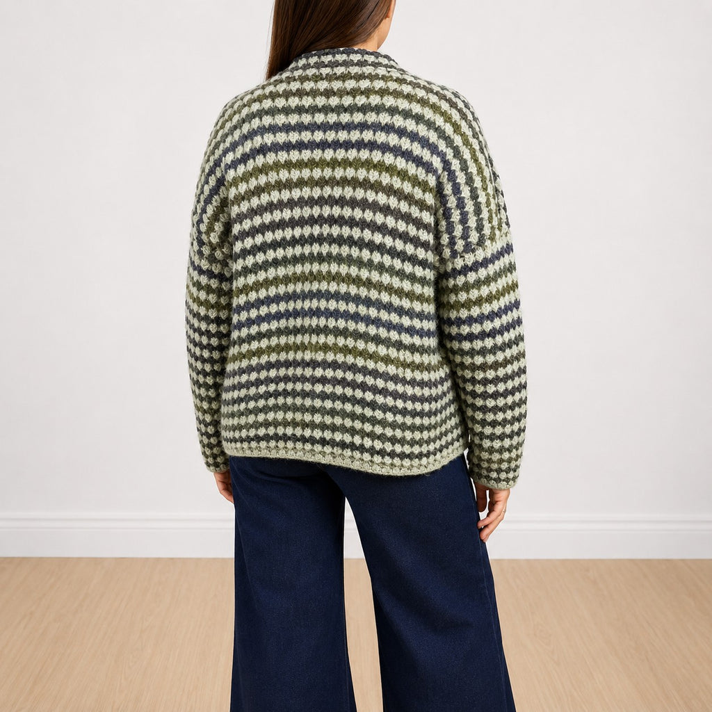 Cardigan aperto doppio colore Verde