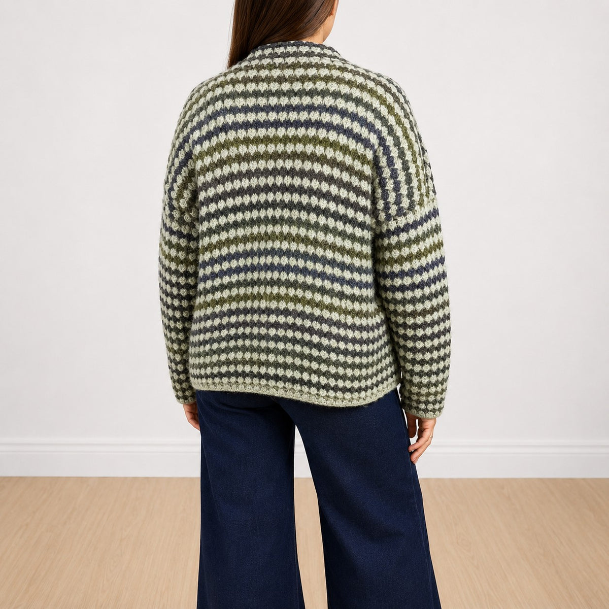 Cardigan aperto doppio colore Verde