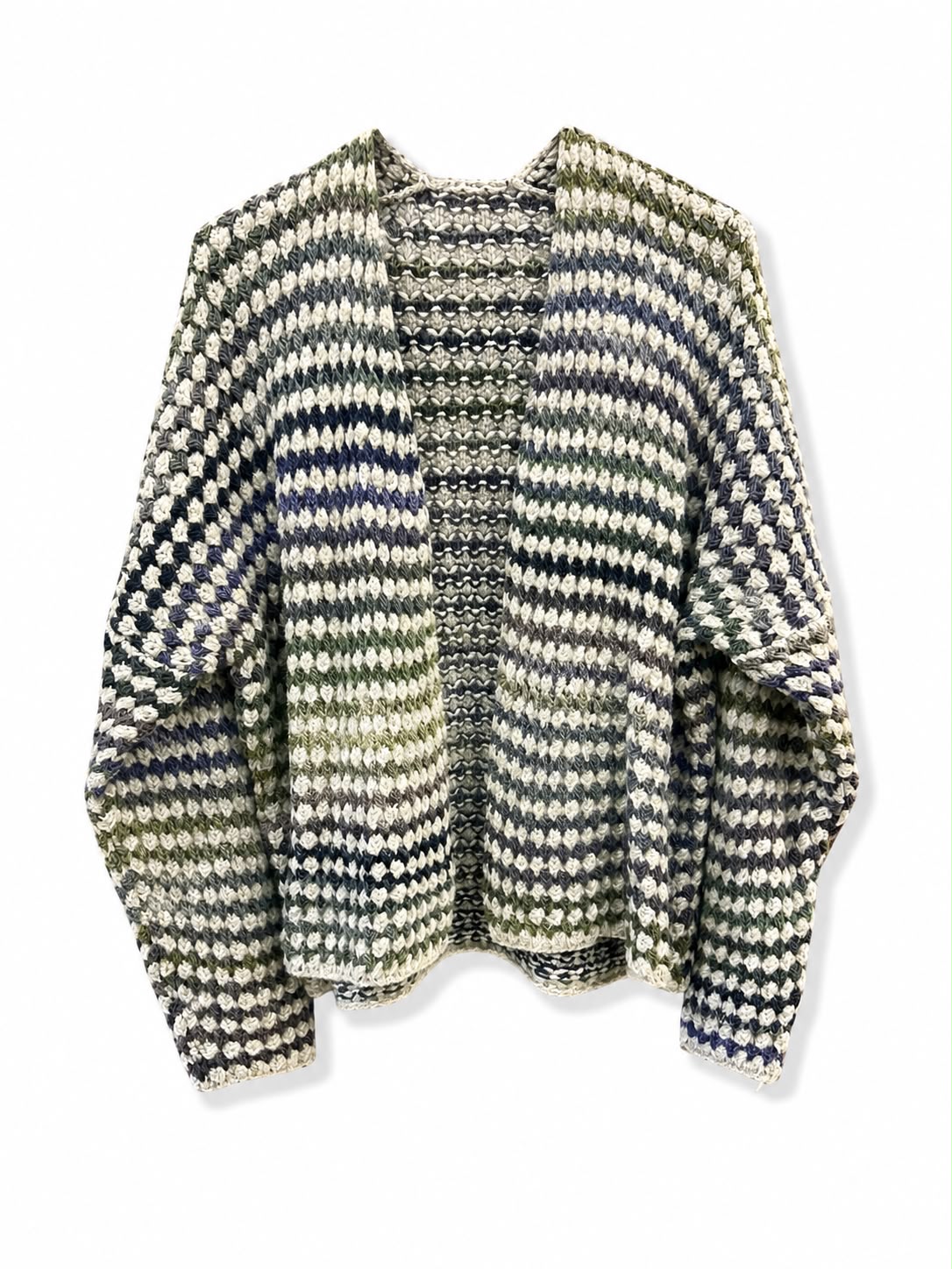 Cardigan aperto doppio colore Verde