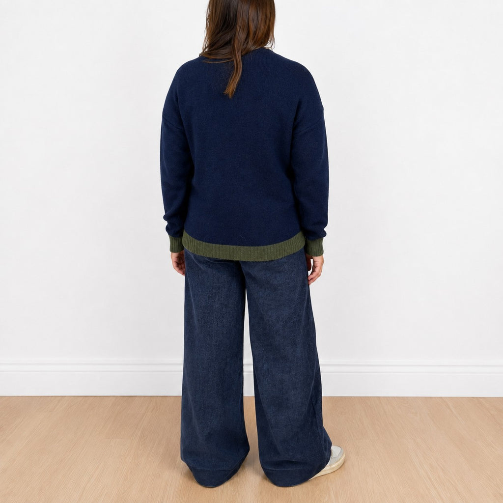 Maglia misto lana 2 colori Bluverde