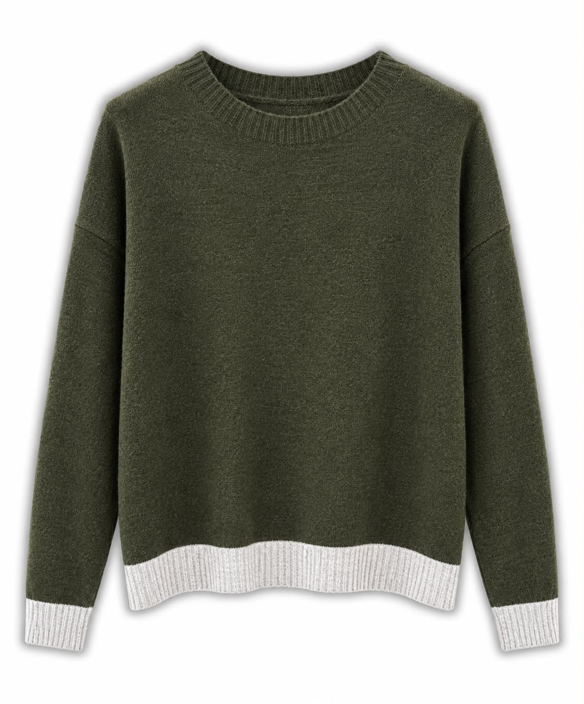 Maglia misto lana 2 colori Verde militare