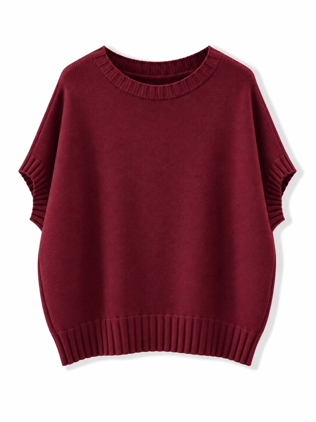 Maglia mezza manica coste sul bordo Bordeaux