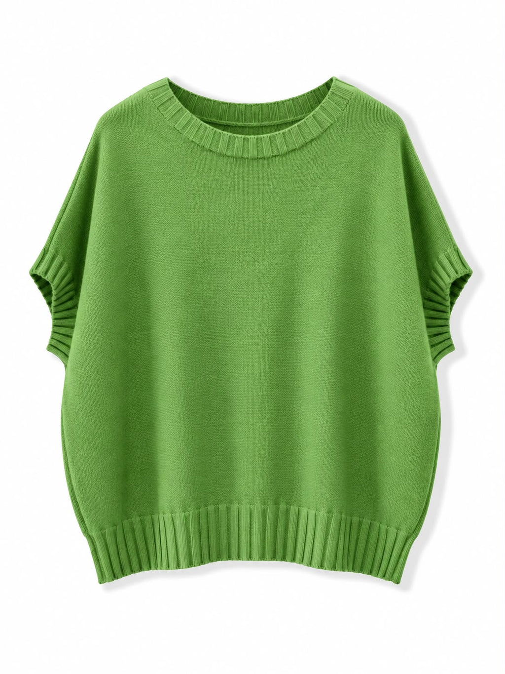 Maglia mezza manica coste sul bordo Verde mela