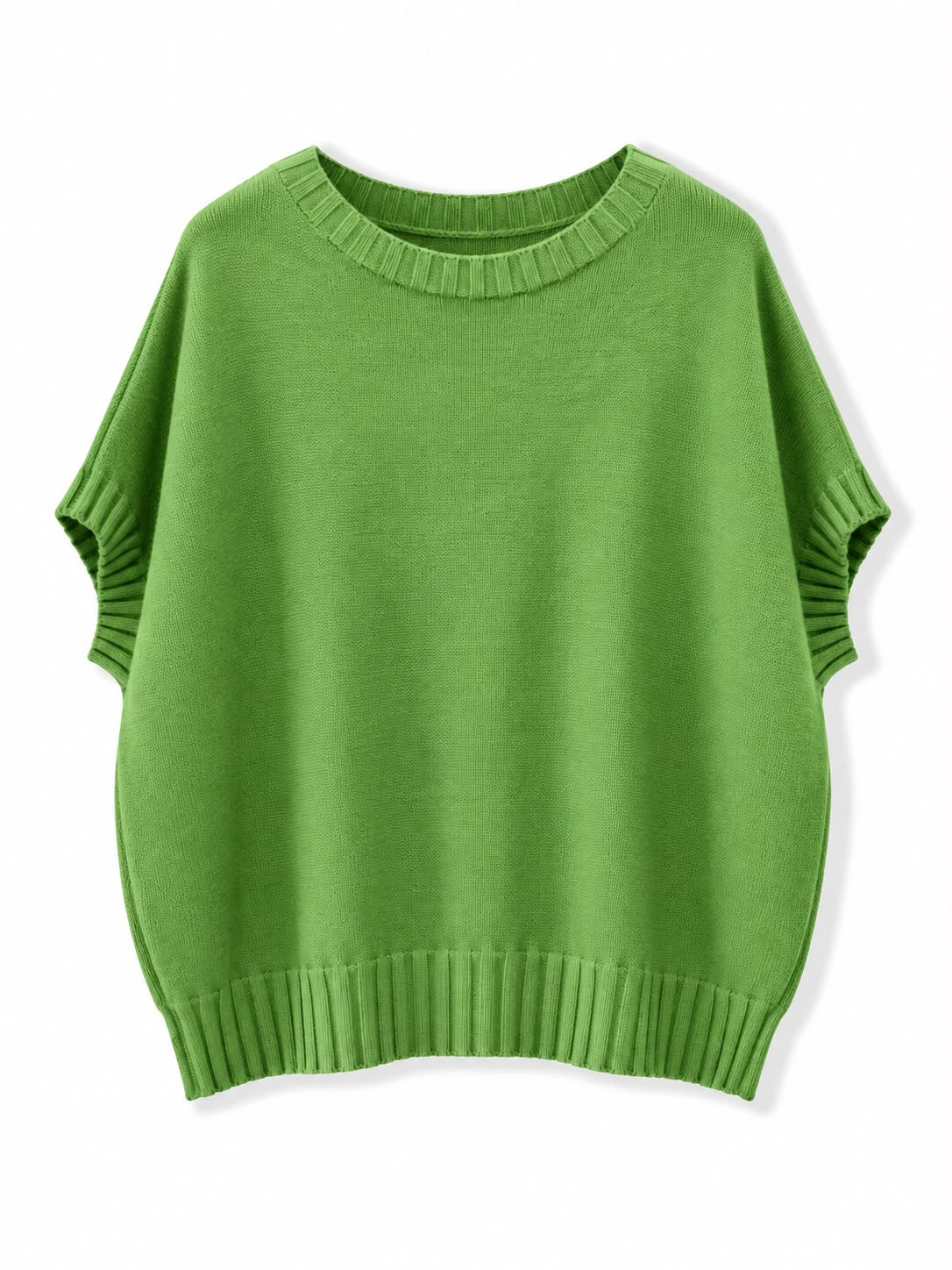 Maglia mezza manica coste sul bordo Verde mela
