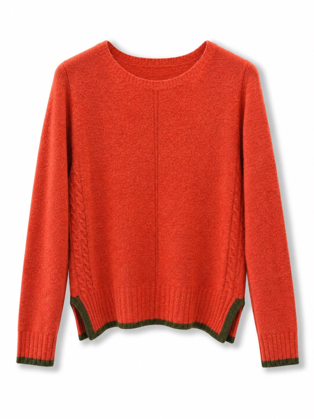 Maglione misto lana vestibilita piccola, bordo contrasto Arancione
