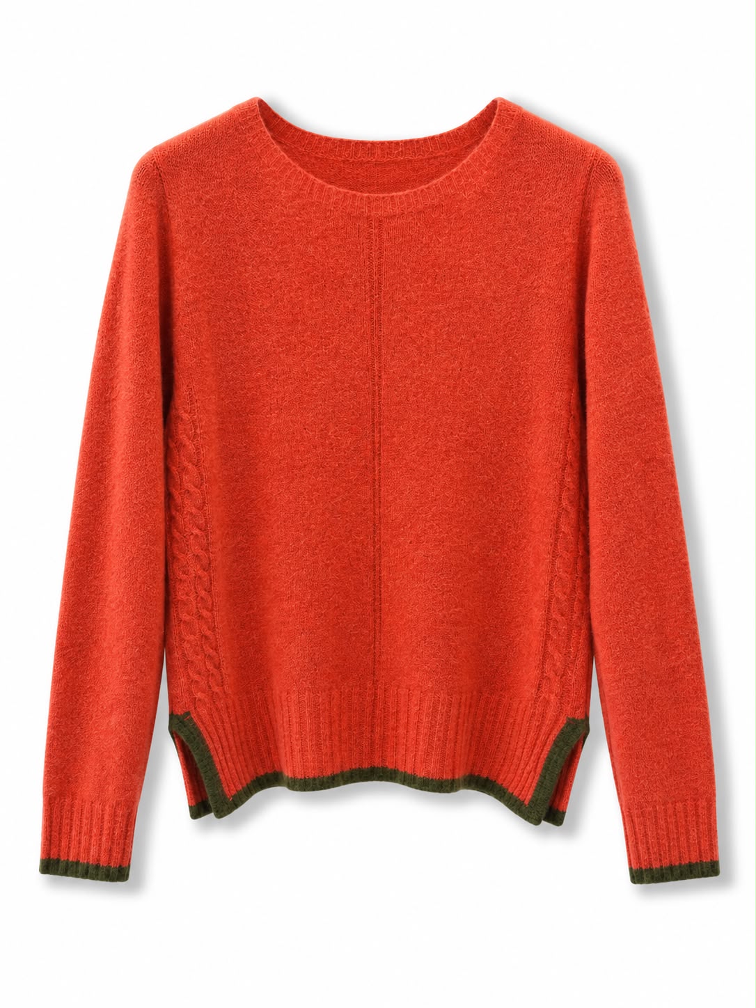 Maglione misto lana vestibilita piccola, bordo contrasto Arancione