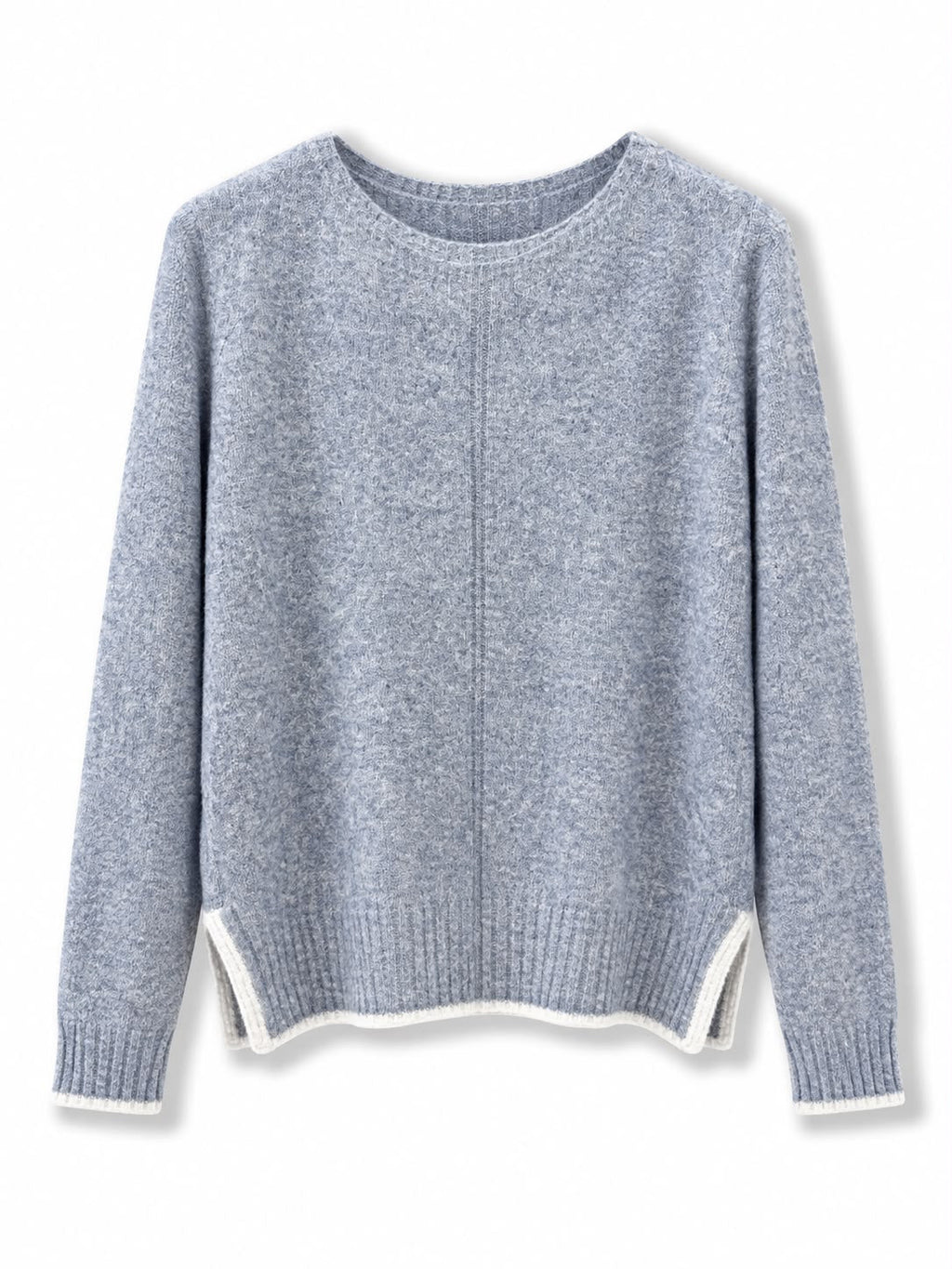 Maglione misto lana vestibilita piccola, bordo contrasto Grigio