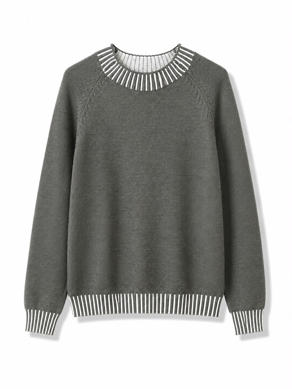 Maglione tinta unita riga sul collo Verde