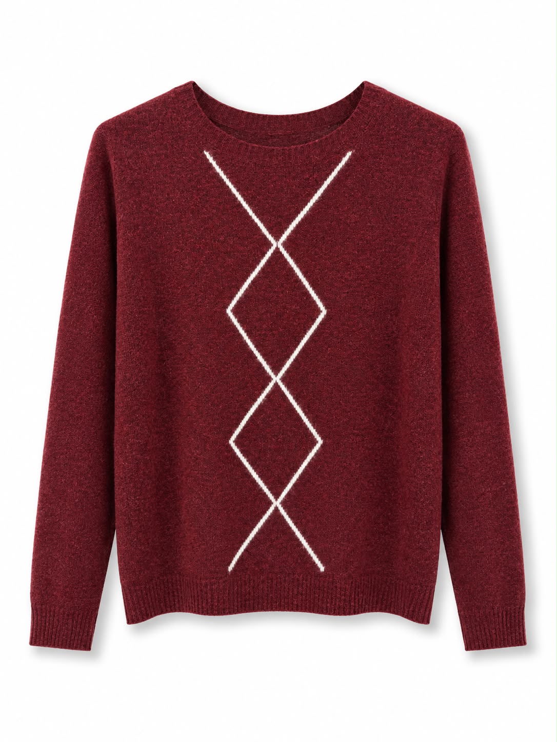 Maglione misto lana rombi Bordeaux