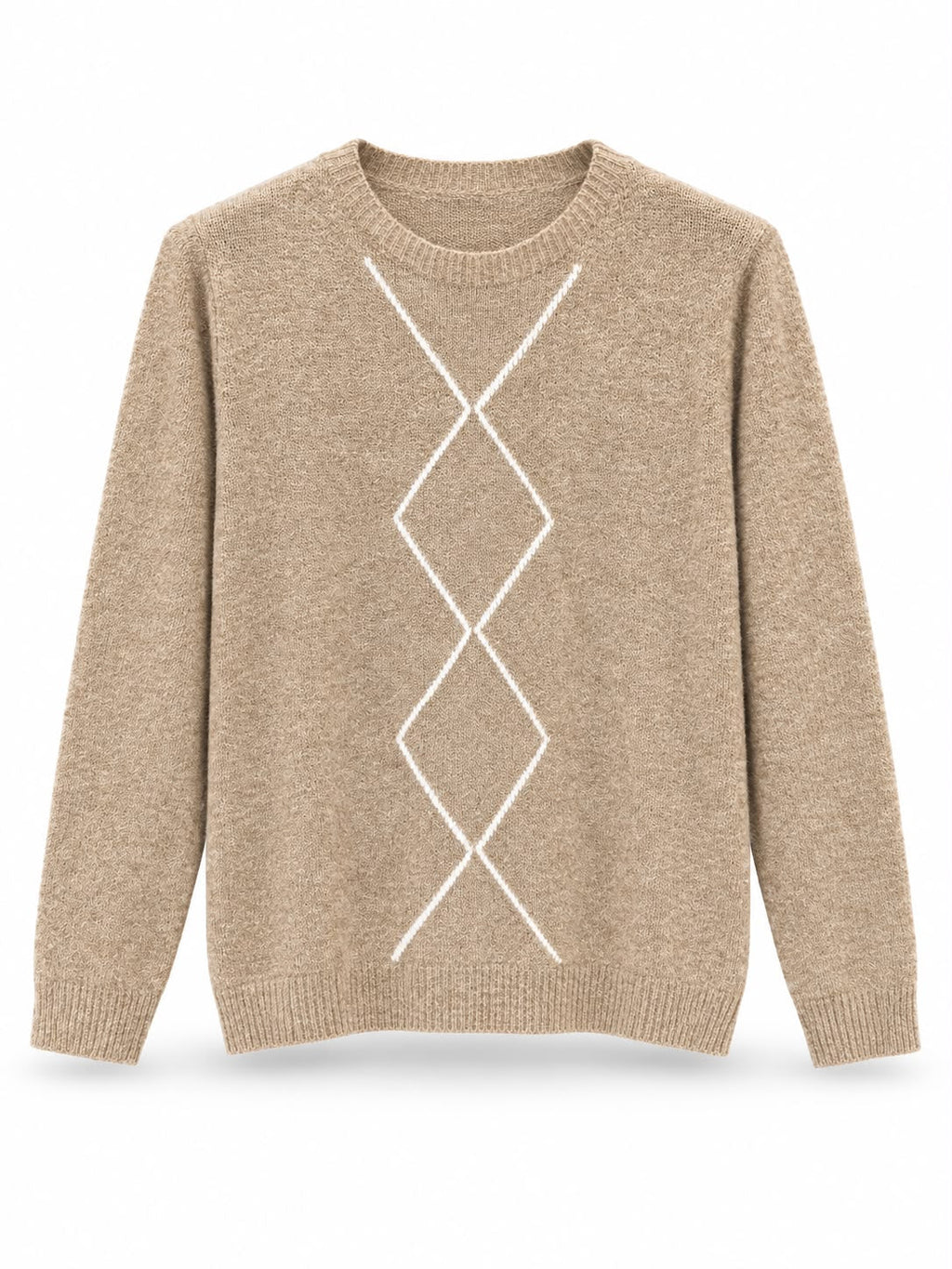 Maglione misto lana rombi Tortora
