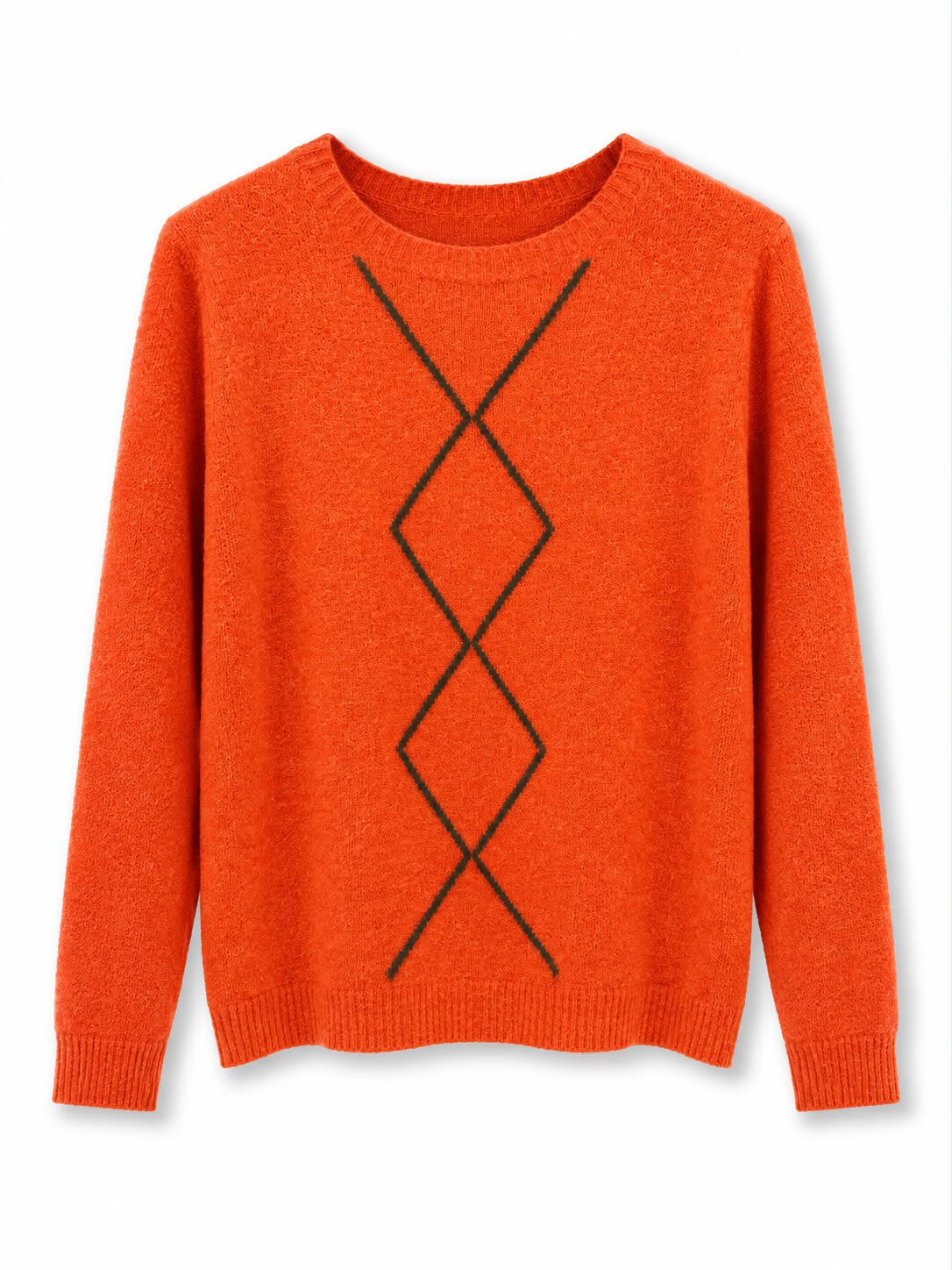 Maglione misto lana rombi Arancione