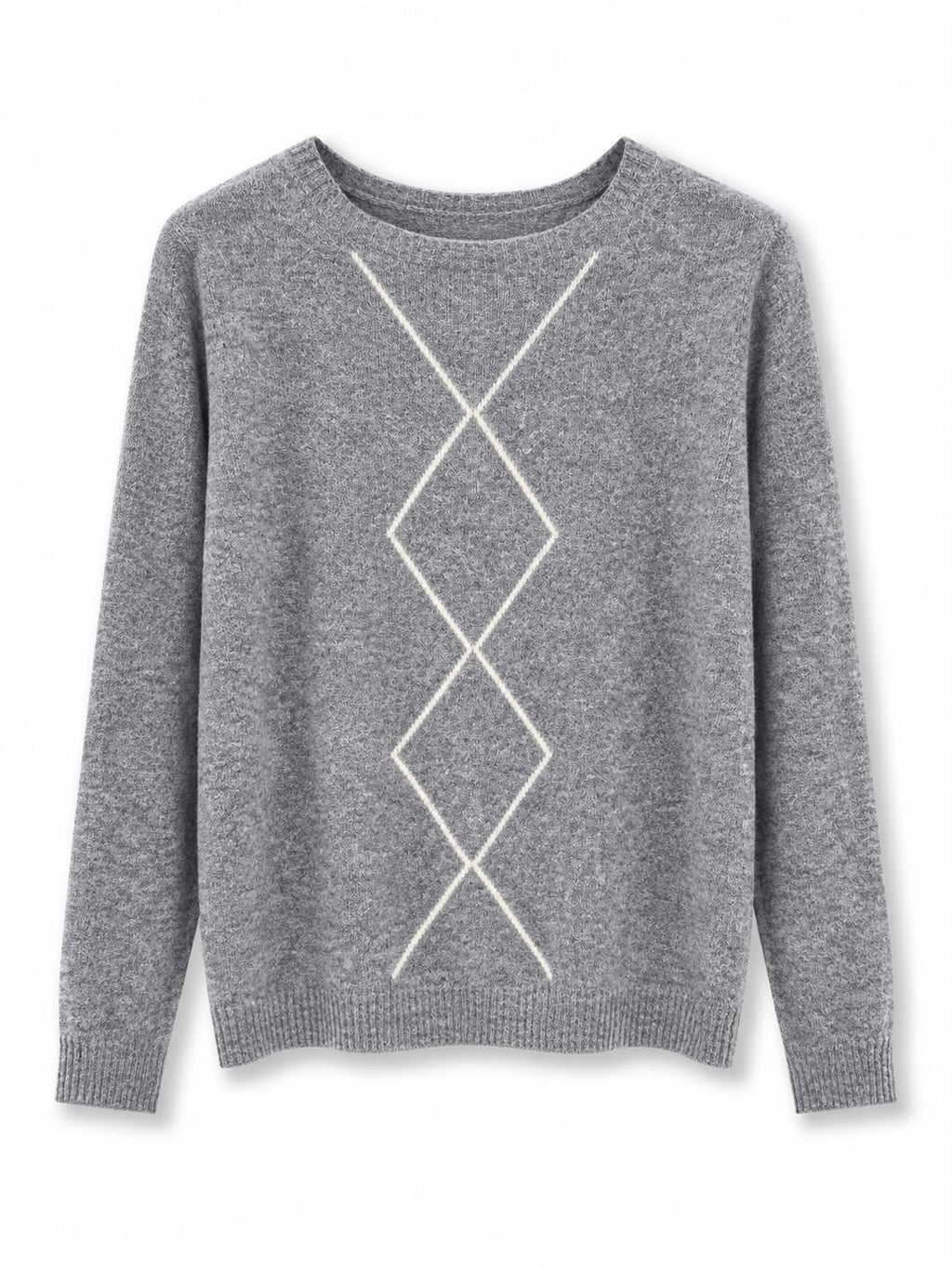 Maglione misto lana rombi Grigio