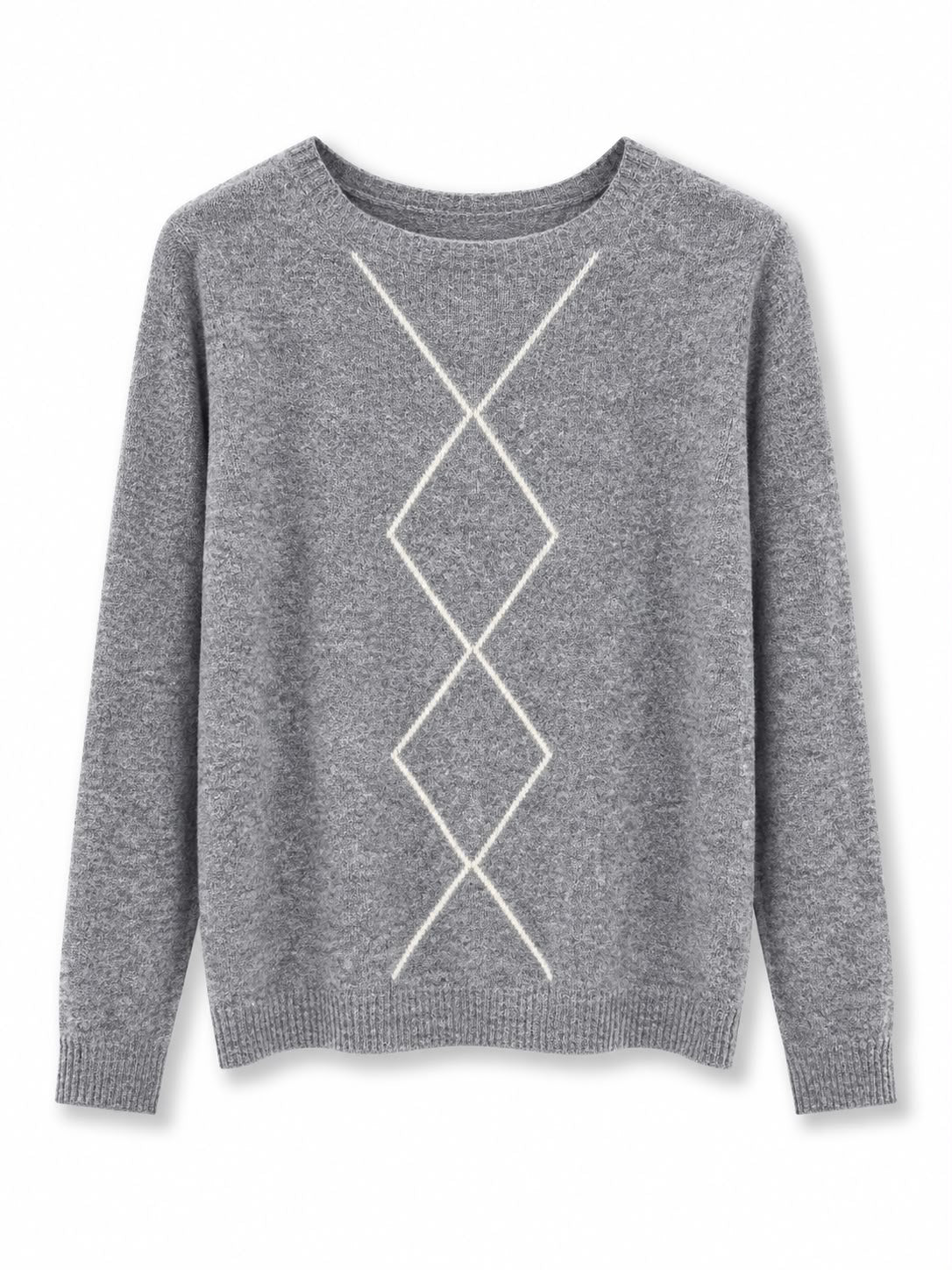 Maglione misto lana rombi Grigio
