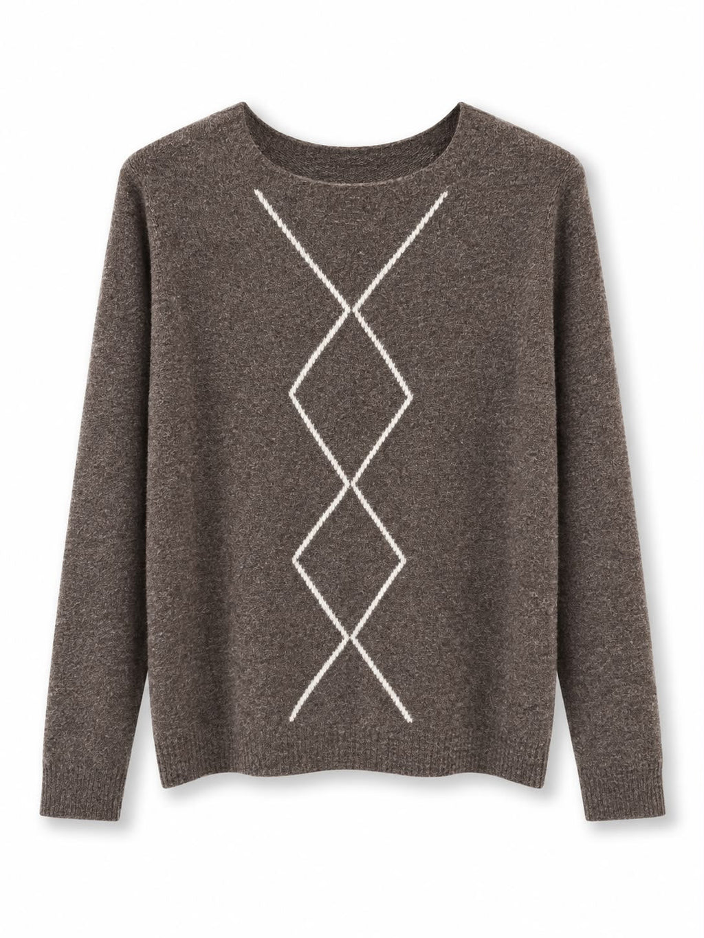 Maglione misto lana rombi Marrone
