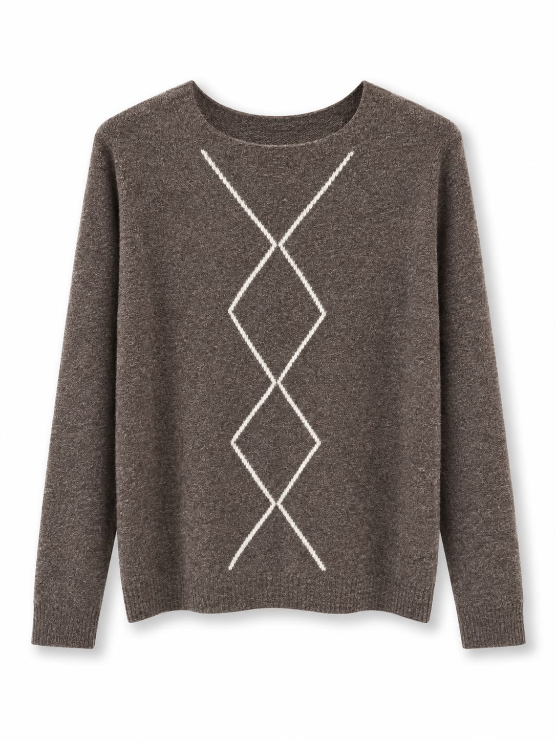 Maglione misto lana rombi Marrone
