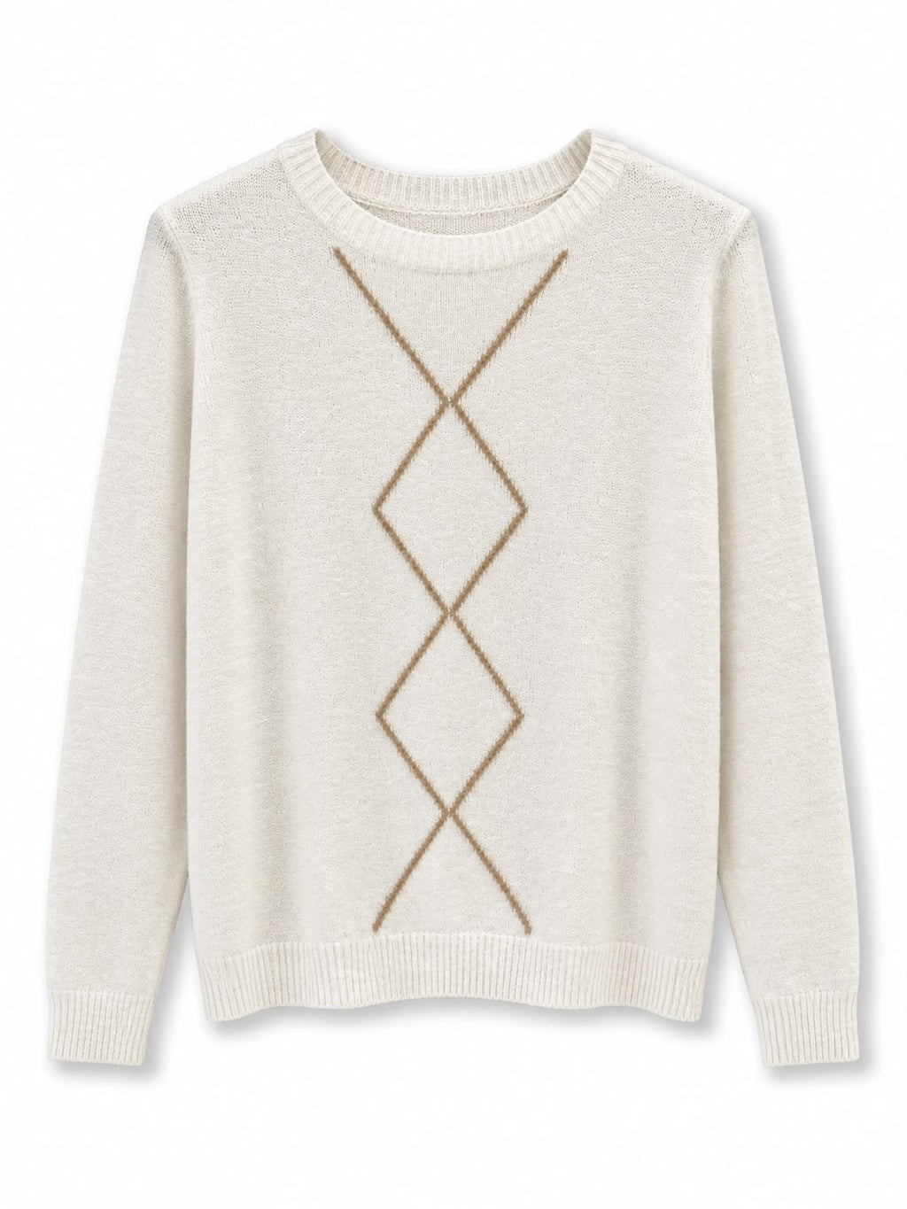 Maglione misto lana rombi Panna