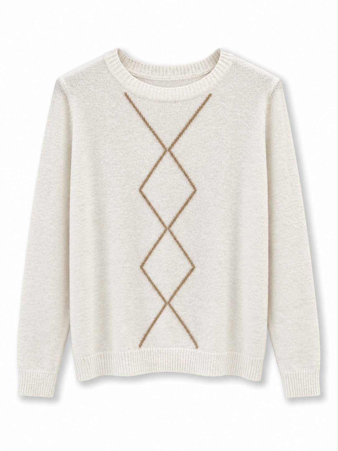 Maglione misto lana rombi Panna