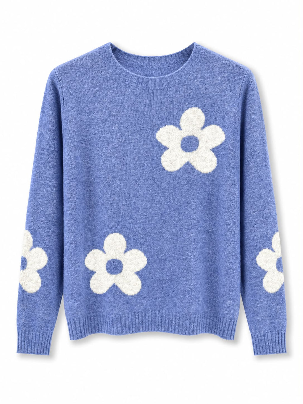 maglioncino misto lana fiori Azzurro