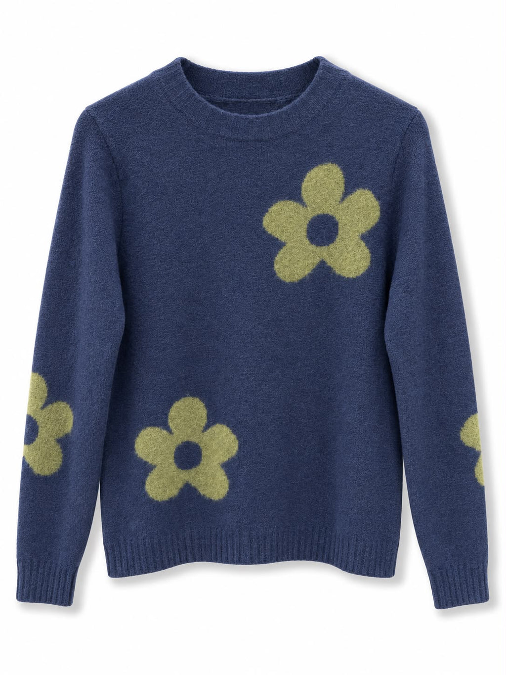 maglioncino misto lana fiori Blu