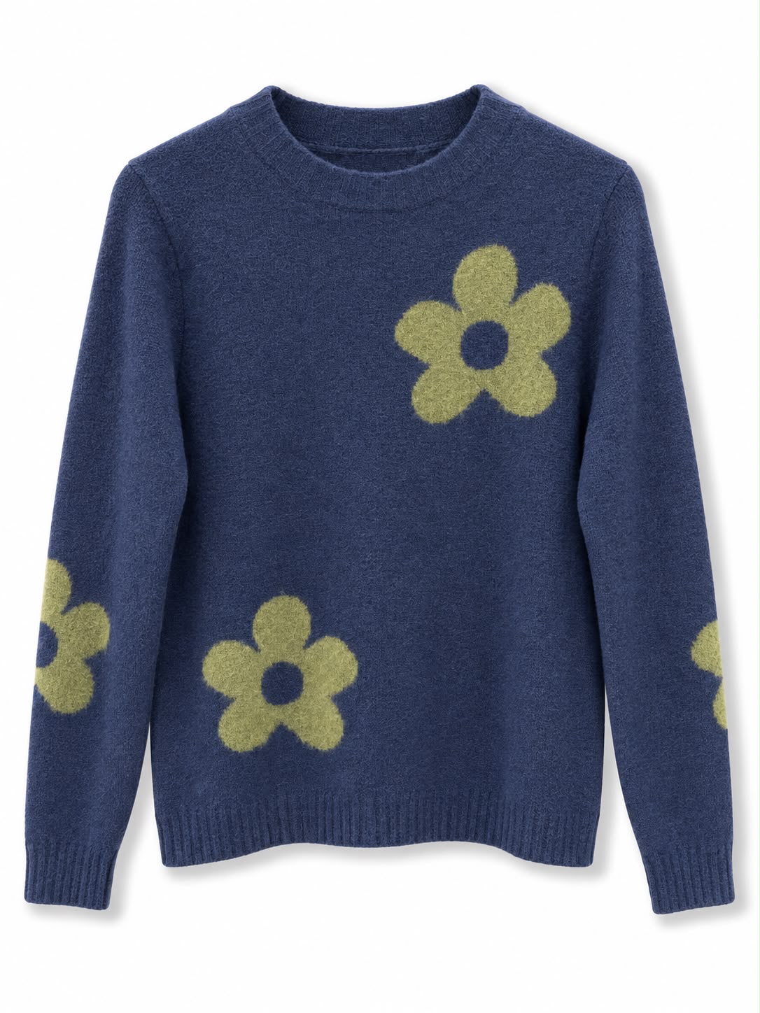 maglioncino misto lana fiori Blu