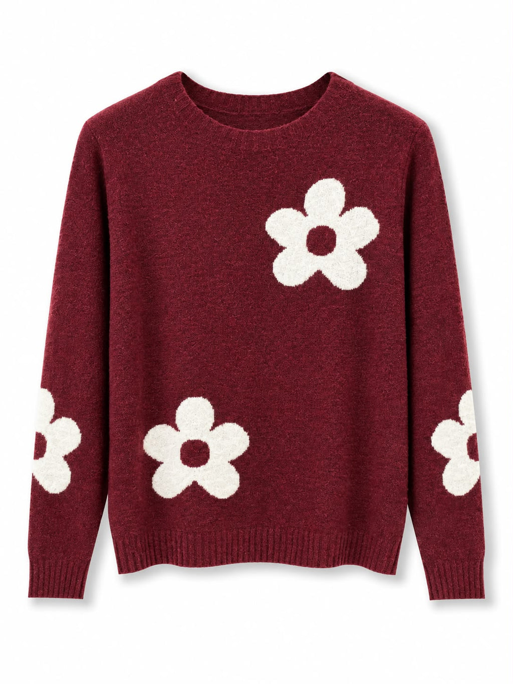 maglioncino misto lana fiori Bordeaux