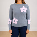 maglioncino misto lana fiori Grigio