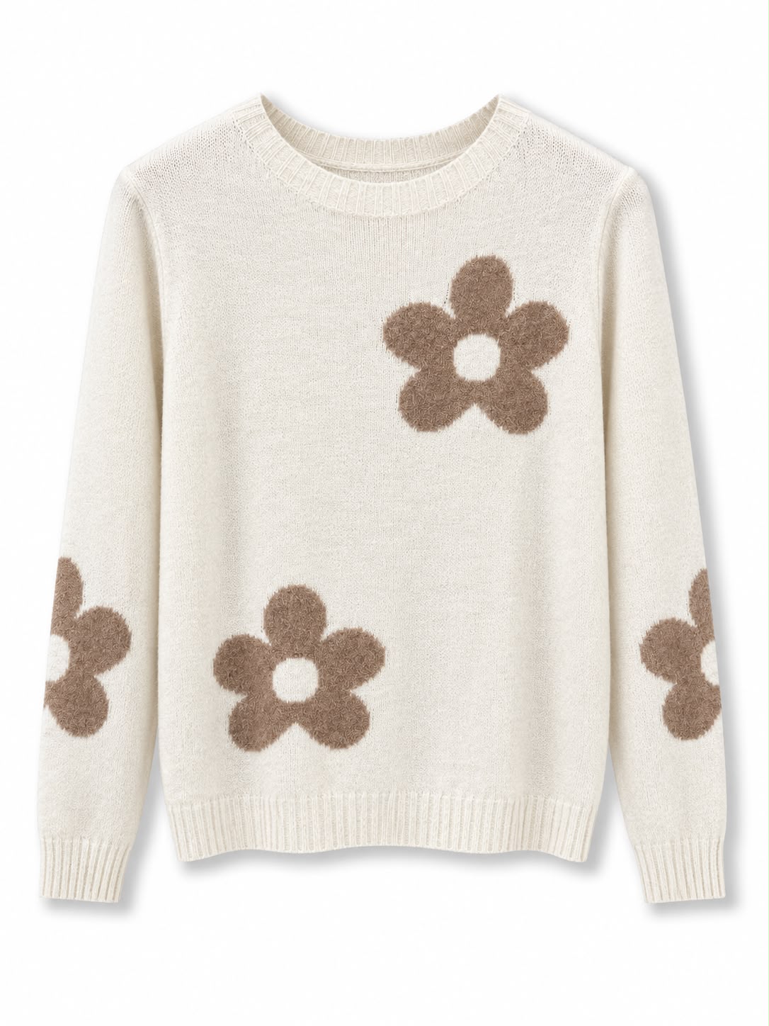 maglioncino misto lana fiori Panna
