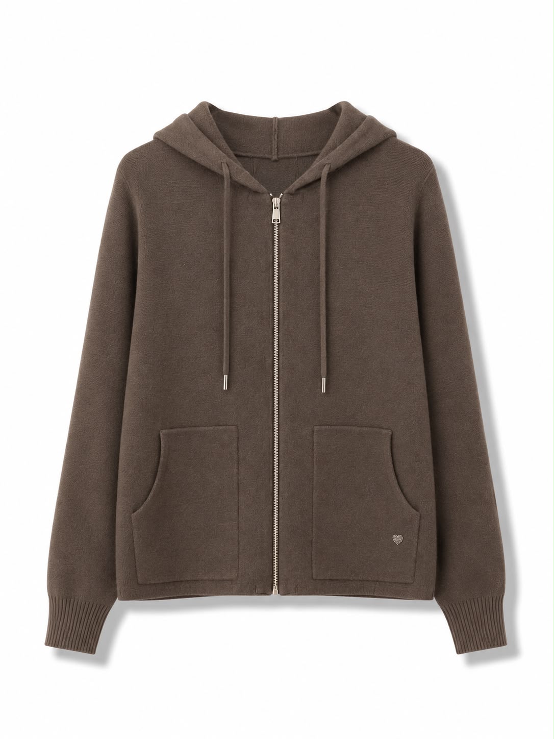 Felpa zip lunga Marrone