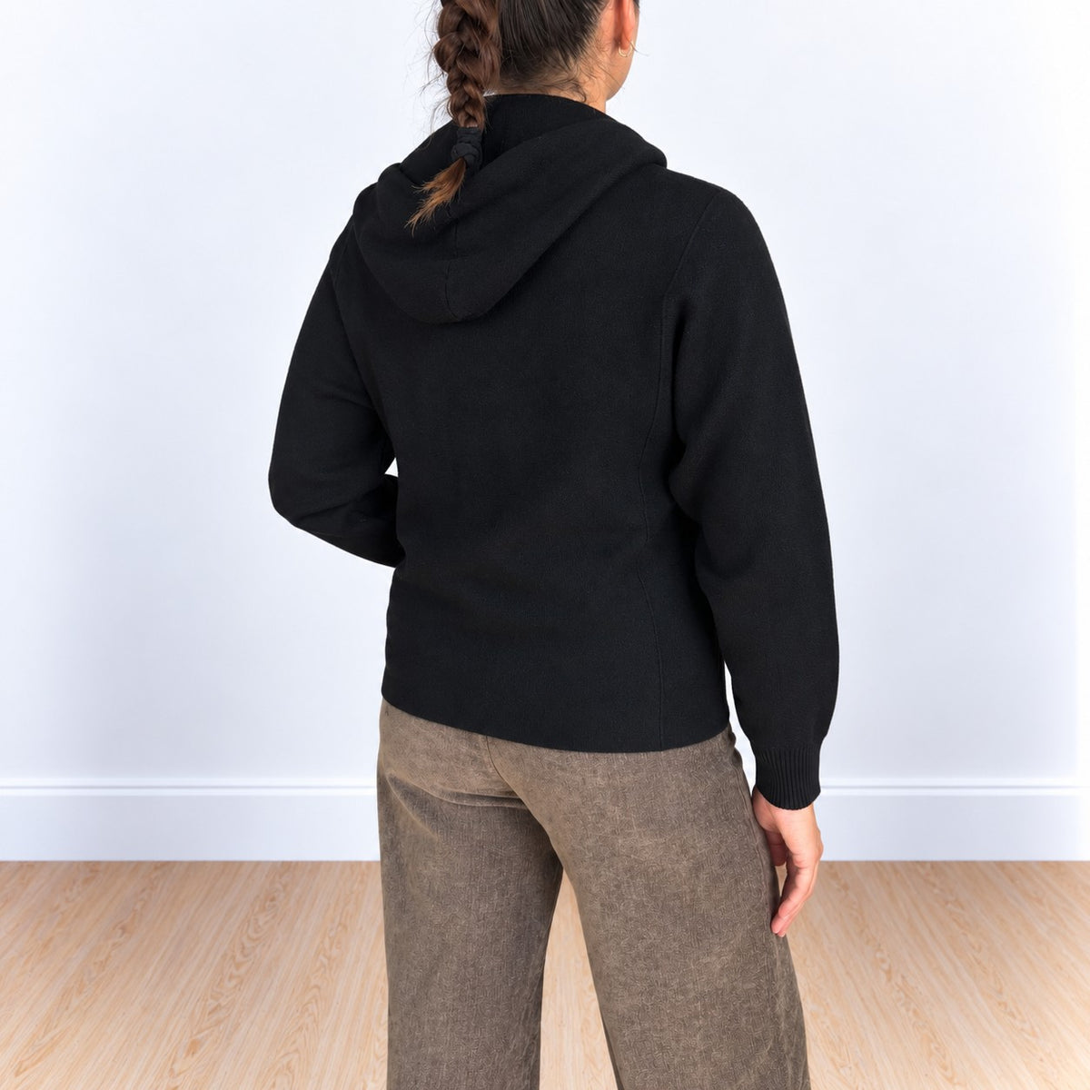 Felpa zip lunga Nero