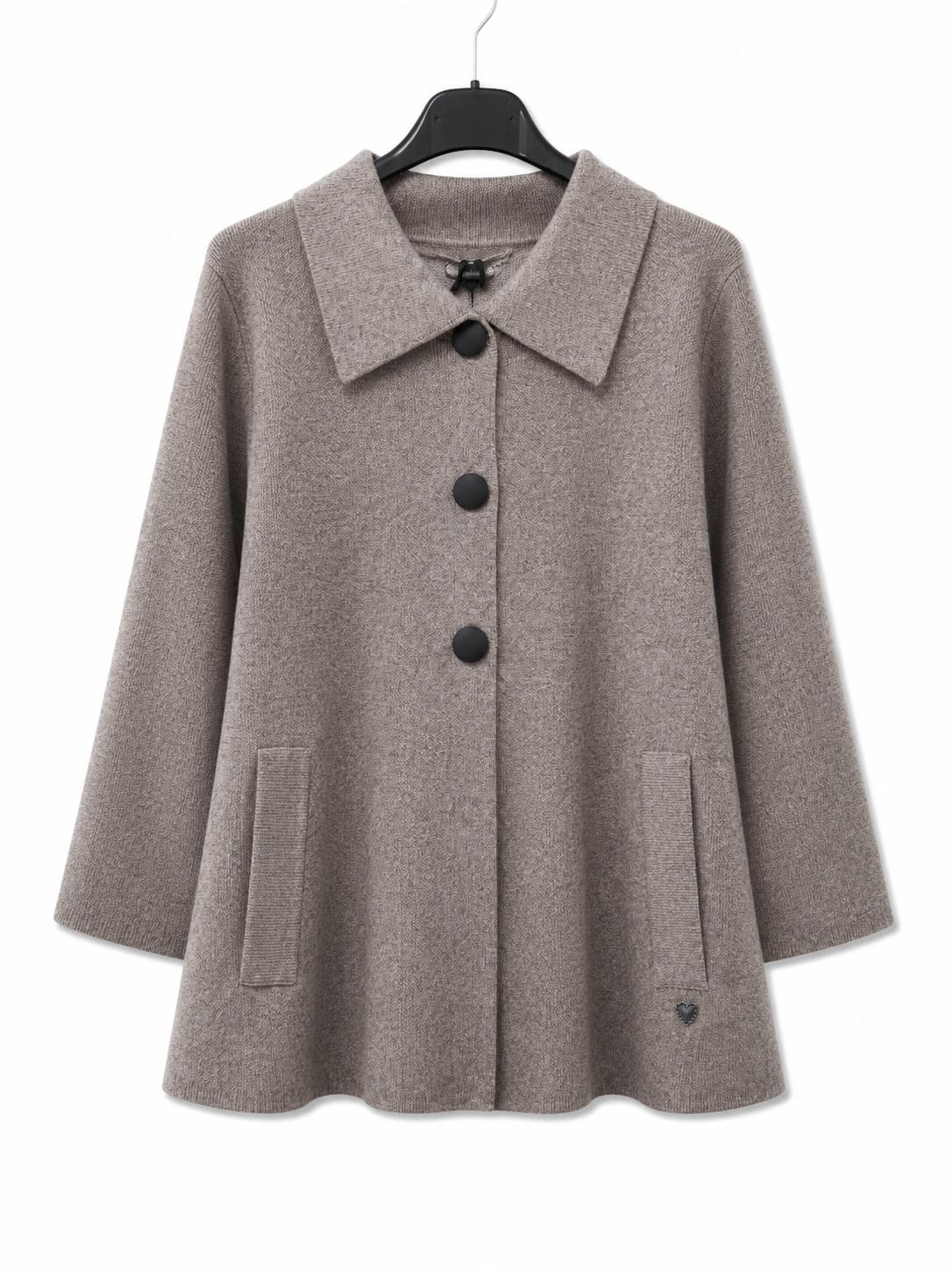 Cardigan colletto polo Tortora