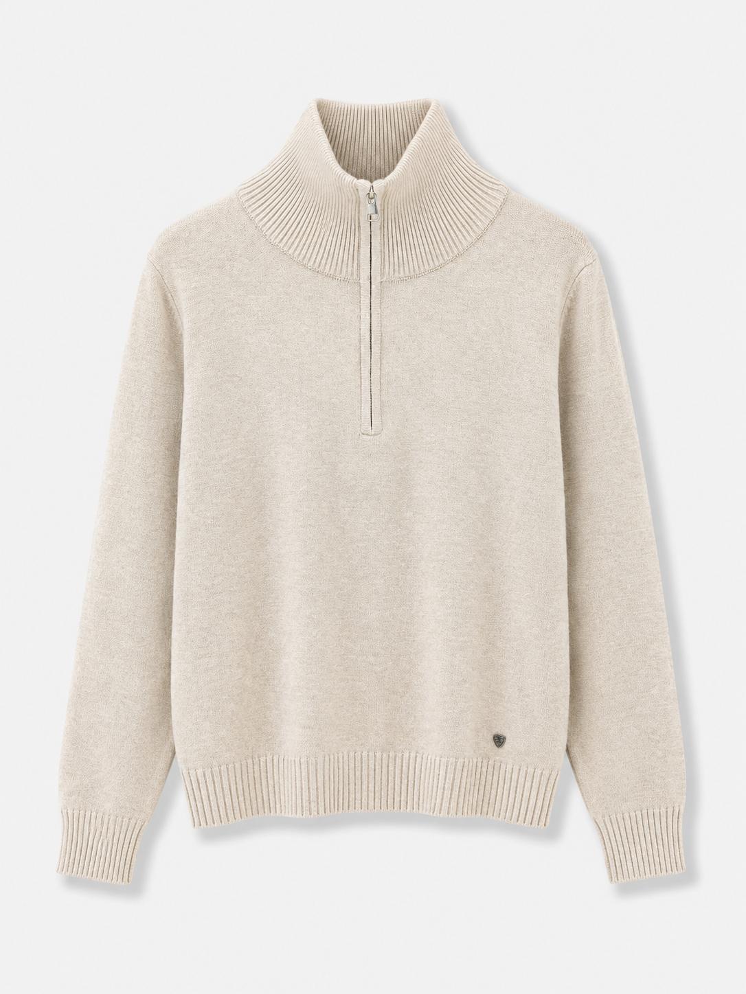 Maglione mezza zip Beige