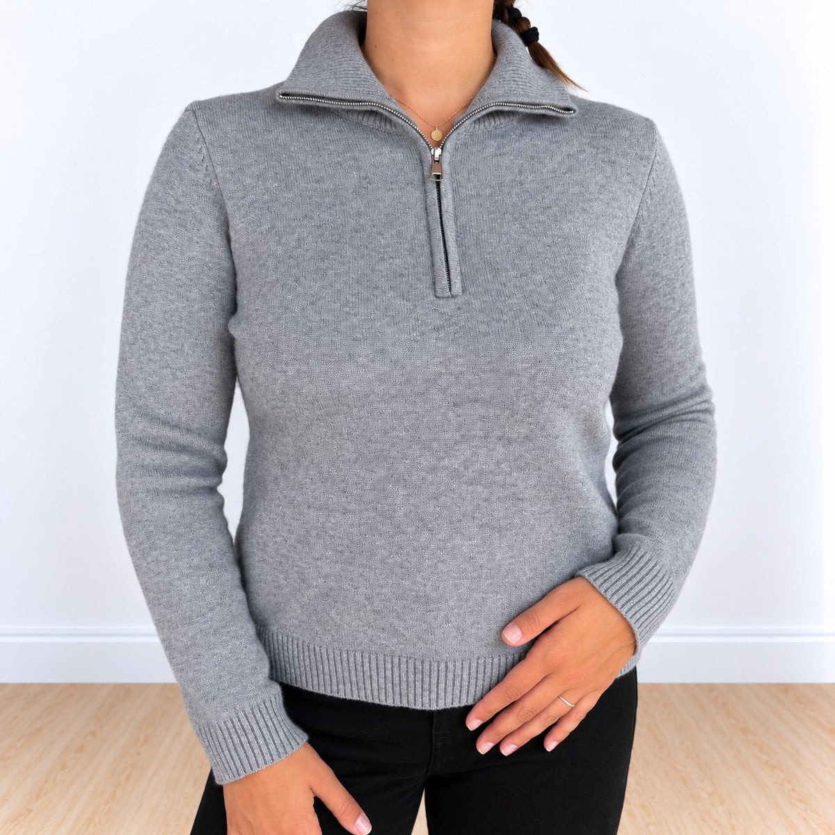 Maglione mezza zip Grigio