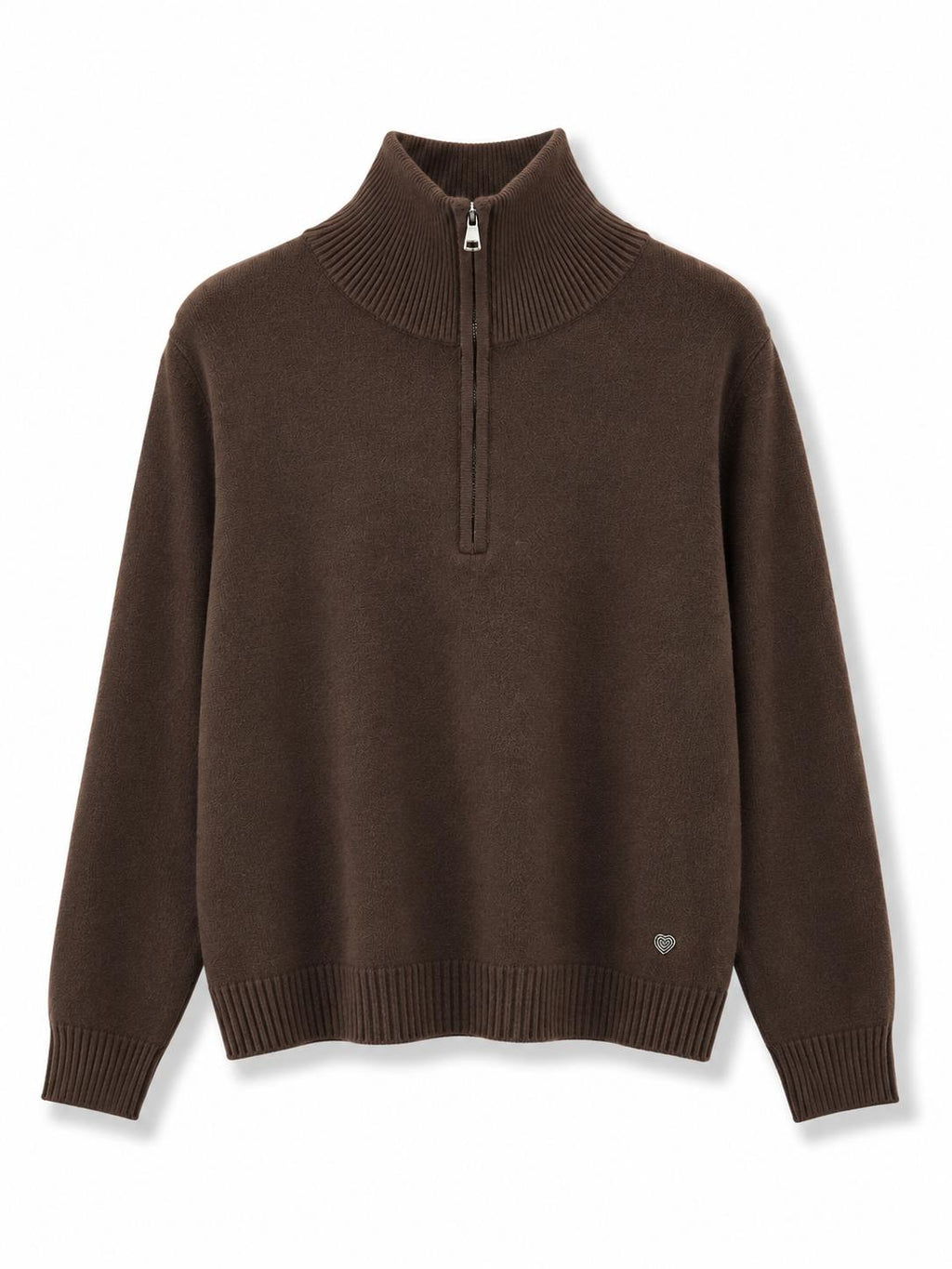 Maglione mezza zip Marrone