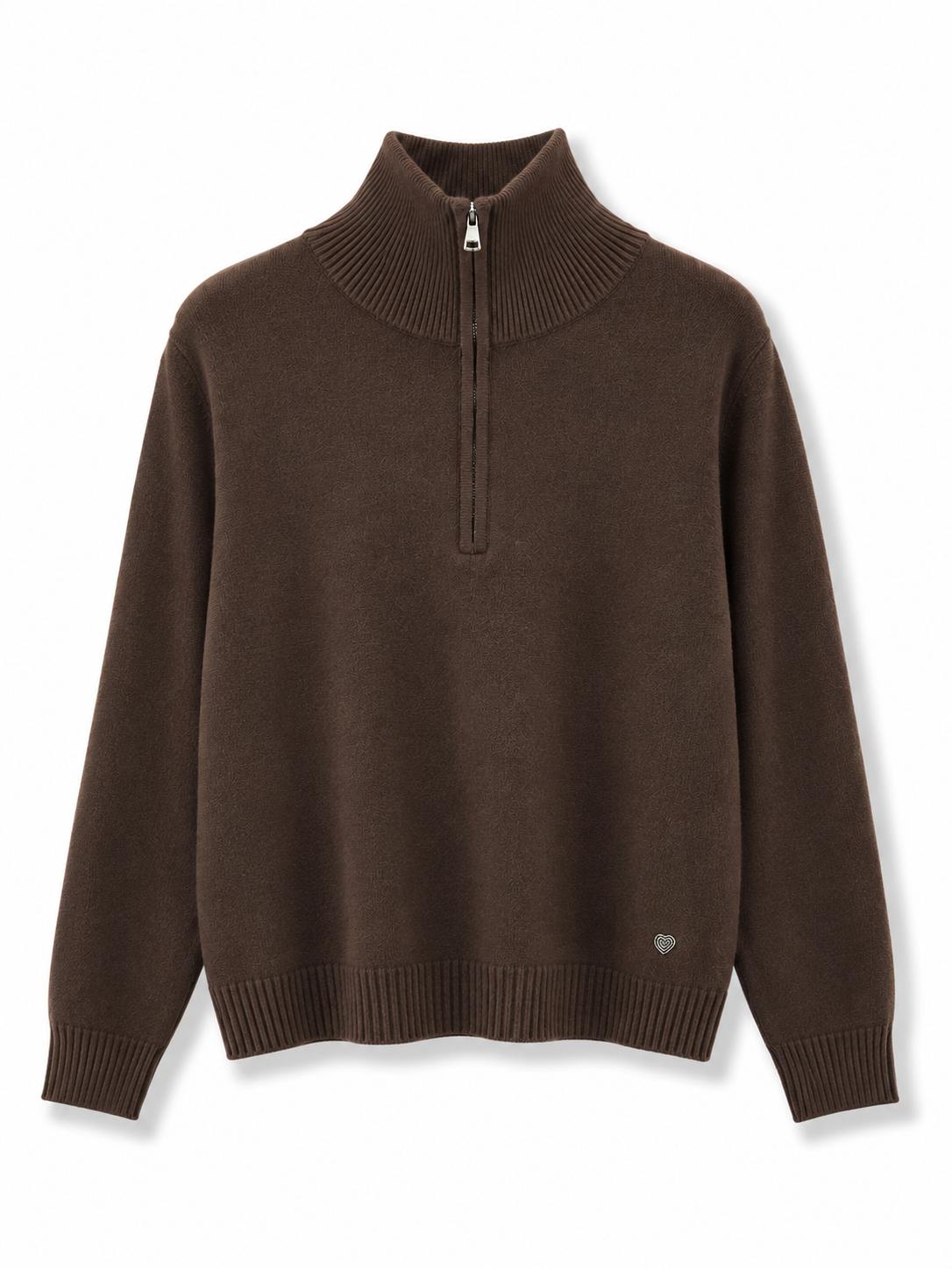 Maglione mezza zip Marrone