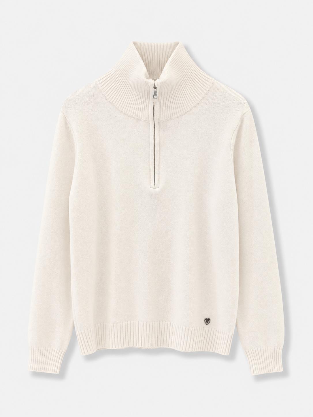Maglione mezza zip Panna