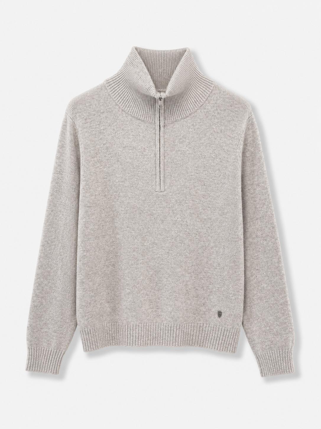 Maglione mezza zip Tortora