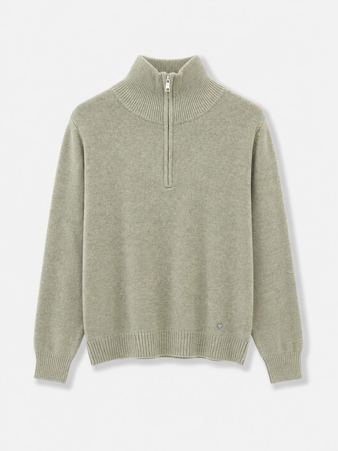 Maglione mezza zip Verde
